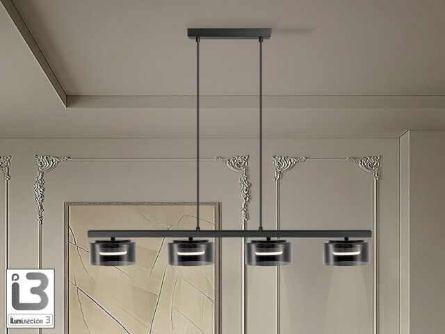 Olaia Bar Pendant Ceiling Light Black, Smoky 4xGX53 3000K 660lm - image 1