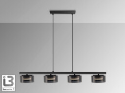 Olaia Bar Pendant Ceiling Light Black, Smoky 4xGX53 3000K 660lm - thumbnail 5