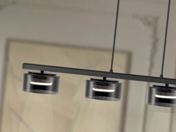 Olaia Bar Pendant Ceiling Light Black, Smoky 4xGX53 3000K 660lm - thumbnail 3