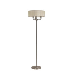 Banyan 3 Light Switched Floor Lamp With 45cm x 15cm Cream Organza Shade Satin Nickel/Cream - thumbnail 5