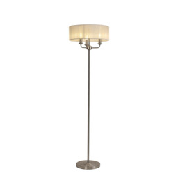 Banyan 3 Light Switched Floor Lamp With 45cm x 15cm Cream Organza Shade Satin Nickel/Cream - thumbnail 1