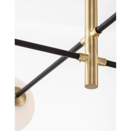 Vitra 6 Light Multi Arm Pendant Ceiling Light Satin Gold Black Metal White Opal Glass LED G9 220 Volt - thumbnail 5