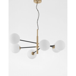 Vitra 6 Light Multi Arm Pendant Ceiling Light Satin Gold Black Metal White Opal Glass LED G9 220 Volt - thumbnail 3