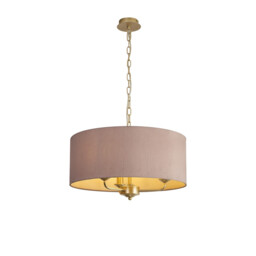 Banyan 3 Light Multi Arm Pendant With 50cm x 20cm Dual Faux Silk Fabric Shade Champagne Gold/Taupe