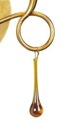 Paola Wall Lamp Switched 2 Light E14, Gold Painted with Cream Shades & Amber Glass Droplets - thumbnail 5