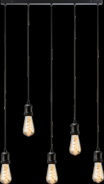 Knightsbridge CALLA - 230V E27 Vintage 5 Light Bar Pendant - Matt Black - CALVI5BMB - image 1