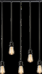 Knightsbridge CALLA - 230V E27 Vintage 5 Light Bar Pendant - Matt Black - CALVI5BMB - thumbnail 1