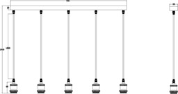 Knightsbridge CALLA - 230V E27 Vintage 5 Light Bar Pendant - Matt Black - CALVI5BMB - thumbnail 2