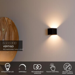 Lucide VERTIGO - PIR Wall light Outdoor - LED Dim. - 1x6W 2700K - IP54 - With magnetic mounting system - Black - thumbnail 2