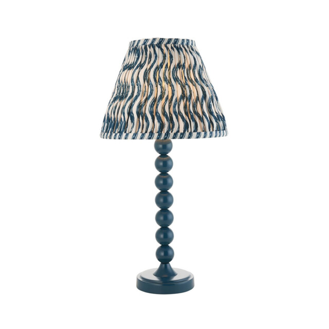 Higgledy Gloss Marlin Blue Paint Table Lamp with Marlin Blue Fabric Ripple Shade 25cm E14 - image 1