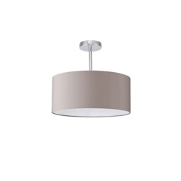 Baymont Polished Chrome E27 Semi Flush With 40cm x 18cm Faux Silk Shade, Grey/White Laminate - thumbnail 5