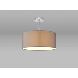 Baymont Polished Chrome E27 Semi Flush With 40cm x 18cm Faux Silk Shade, Grey/White Laminate - thumbnail 2