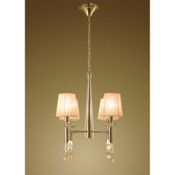 Tiffany Pendant 4+4 Light E14+G9, French Gold With Soft Bronze Shades & Clear Crystal - thumbnail 2