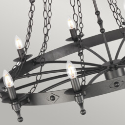 Warwick 18 Light 2 Tier Pendant Chandelier - Graphite Black - thumbnail 3