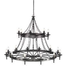 Warwick 18 Light 2 Tier Pendant Chandelier - Graphite Black - thumbnail 1