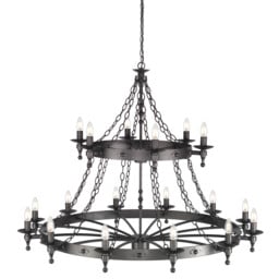 Warwick 18 Light 2 Tier Pendant Chandelier - Graphite Black