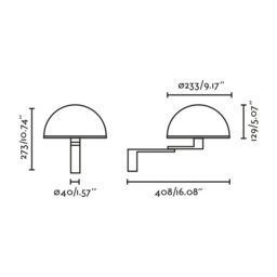 Dome Adjustable Wall Lamp Satin Black, Gloss White Shade E27 - thumbnail 3