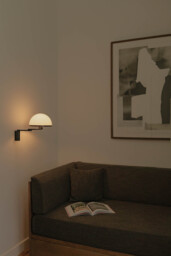 Dome Adjustable Wall Lamp Satin Black, Gloss White Shade E27 - thumbnail 2