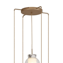 Nora Round Pendant, 5 Light Adjustable E27, Gold/White/Clear Glass With Frosted Inner - thumbnail 5