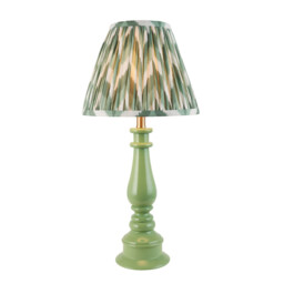 Myrtle Cotswold Green Table Lamp with Cotswold Green Fabric Zigzag Shade 25cm B22