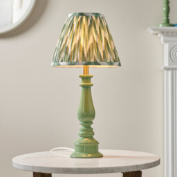 Myrtle Cotswold Green Table Lamp with Cotswold Green Fabric Zigzag Shade 25cm B22 - thumbnail 2