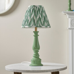 Myrtle Cotswold Green Table Lamp with Cotswold Green Fabric Zigzag Shade 25cm B22 - thumbnail 3