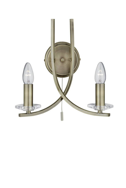 Ascona 2 Light Indoor Glass Candle Wall Light Antique Brass, E14 - image 1