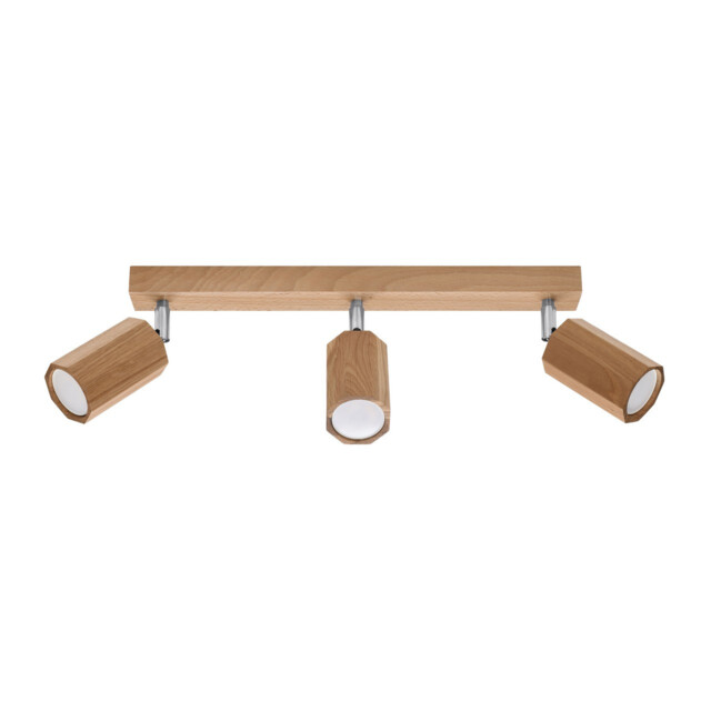 Zeke Oak Octagon Ceiling Spotlight Bar Wood, 3x GU10 - image 1