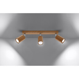 Zeke Oak Octagon Ceiling Spotlight Bar Wood, 3x GU10 - thumbnail 3