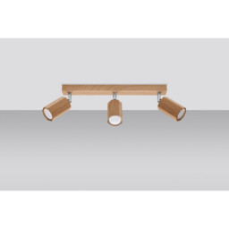 Zeke Oak Octagon Ceiling Spotlight Bar Wood, 3x GU10 - thumbnail 2
