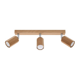 Zeke Oak Octagon Ceiling Spotlight Bar Wood, 3x GU10 - thumbnail 1