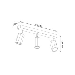 Zeke Oak Octagon Ceiling Spotlight Bar Wood, 3x GU10 - thumbnail 5