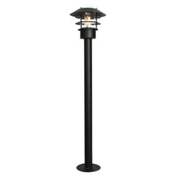 Helsingor 1 Light Outdoor Coastal Bollard Lantern Black IP44, E27 - thumbnail 1