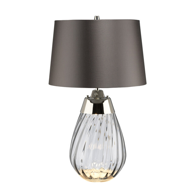 Lena 2 Light Small Smoke Table Lamp, Smoke-tinted Glass , Slate Shade, E27 - image 1