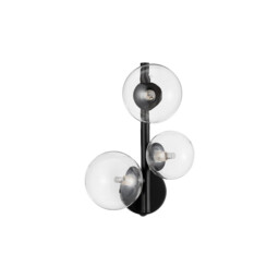 Odillia 3 Light Wall Lamp Matt Black Metal, Glass LED G9