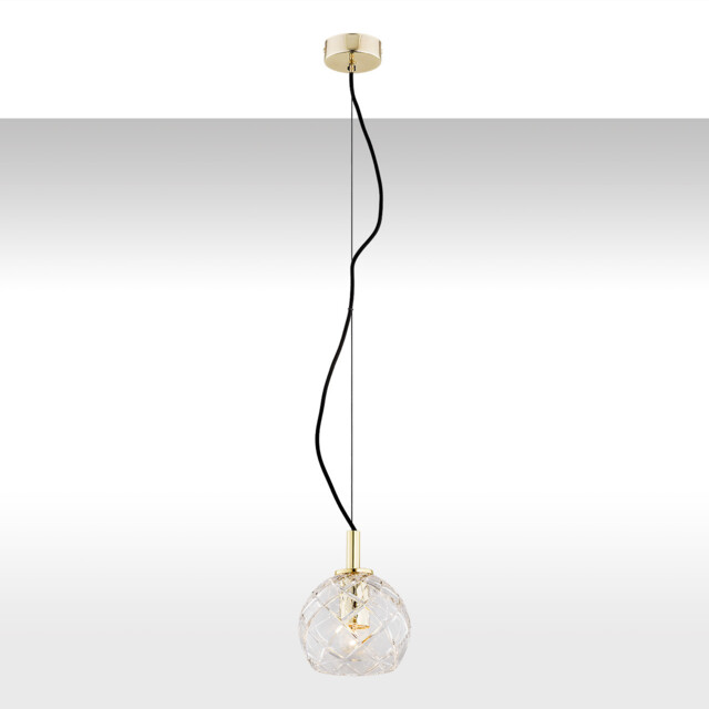 Oviedo Dome Pendant Ceiling Light Transparent, Brass Steel - image 1