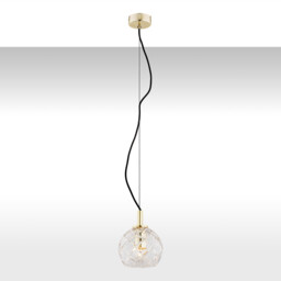 Oviedo Dome Pendant Ceiling Light Transparent, Brass Steel