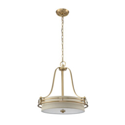 Quoizel Gotham Cylindrical Pendant Ceiling Light Brushed Brass - thumbnail 2