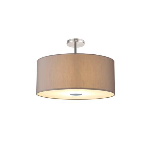 Baymont Polished Chrome 5 Light E27 Drop Flush With 60cm x 22cm Faux Silk Shade, Grey/White Laminate - image 1