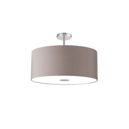 Baymont Polished Chrome 5 Light E27 Drop Flush With 60cm x 22cm Faux Silk Shade, Grey/White Laminate - thumbnail 5