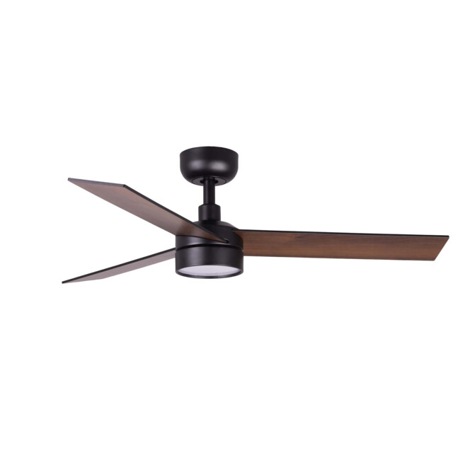 Rudder 106cm LED Ceiling Fan Matt Black, Walnut Blade, 3 Blade Reversible - image 1