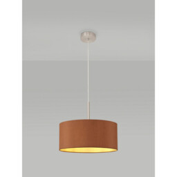 Baymont Satin Nickel E27 Single Pendant With 40cm x 18cm Dual Faux Silk Shade, Raw Cocoa/Grecian Bronze - thumbnail 2
