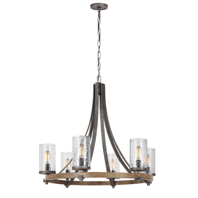 Feiss Angelo 6 Light Chandelier Weathered Oak - image 1