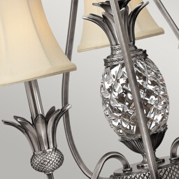 Plantation Multi Arm Chandelier 3 Light Polished Antique Nickel Finish, E14 - thumbnail 5