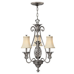Plantation Multi Arm Chandelier 3 Light Polished Antique Nickel Finish, E14 - thumbnail 1