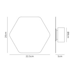 Altona Magnetic Base Wall Lamp, 12W LED 3000K 498lm, 20cm Horizontal Hexagonal, Sand White - thumbnail 2