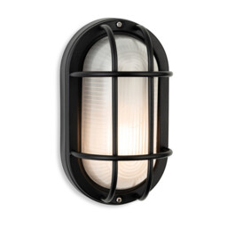 Lugo Bulkhead Black with Frosted Glass IP44