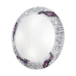 Serena Designer Glass Patterned Flush Ceiling Lamp Polished Chrome - Kiss Silver Pattern, 4x E27