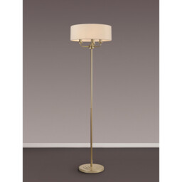 Banyan 3 Light Switched Floor Lamp With 45cm x 15cm Faux Silk Fabric Shade Champagne Gold/Ivory Pearl - thumbnail 2