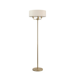 Banyan 3 Light Switched Floor Lamp With 45cm x 15cm Faux Silk Fabric Shade Champagne Gold/Ivory Pearl - thumbnail 5